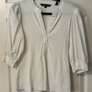 Veronica Beard Cream Button-Up Blouse
